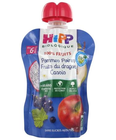 HiPP 100% Fruit Bottle Apples Pears Dragon Fruit Blackcurrant from 6 Months Organic 90g