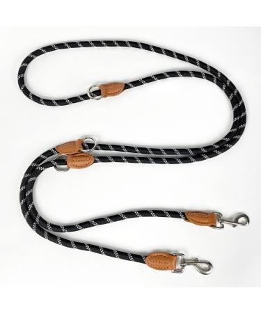 TRHIMLSBRAD Dog leash 3m x 14mm adjustable dog leash large medium -sized dog multifunctional leash double -leash robust black 1.4cm 2