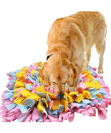 Ieuumler sniffing carpet dog smell training sniffing ceiling food mat training mat for pet dog cats ie075 (45x45cm pink & yellow & blue) 45x45cm pink & yellow & blue