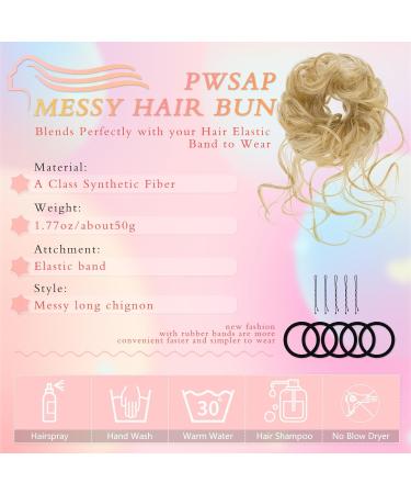Voluminous Wavy Messy Bun Hairpiece with Hair Rope & Hairpin - Blonde/Gold - Buy Online on GoSupps.com