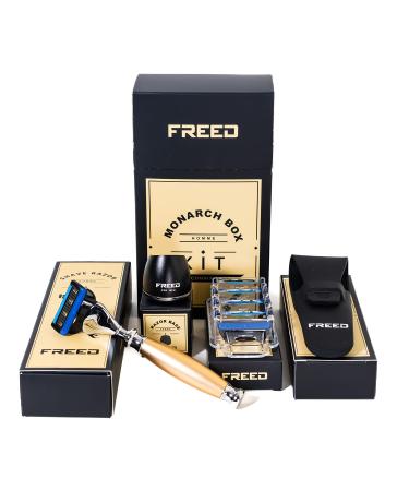 APOLLO Monarch 4-Piece 5-Blade Razor Shaving Set Men's Safety Razor Grooming Gift Set with Alloy material handle Shaving for Gentleman Best Father's Day Gift from Taiwan