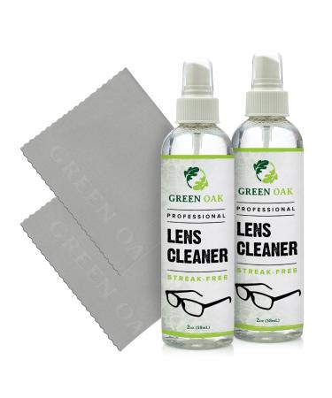 Lens Cleaner Spray Kit  Green Oak Professional Lens Cleaner Spray with Microfiber Cloths  Best for Eyeglasses, Cameras, and Lenses - Safely Cleans Fingerprints, Dust, Oil (2oz Travel Pack)