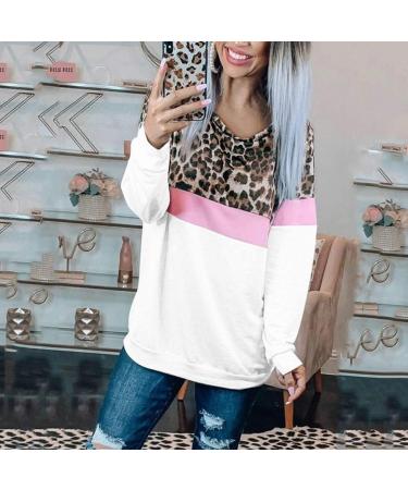 Bigfanshu Women's Sweaters Fashion Coloured Leopard-Print Round-Necked Long-Sleeved Top Blouses White - Buy Online on GoSupps.com