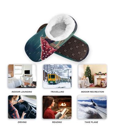 Mnsruu Cute Animal Owl Mushroom Shoes - Comfortable Non-Slip Fleece Bedroom Footwear for Men (Size 43-46 UK 8-9) - Multicolored - Buy Online on GoSupps.com