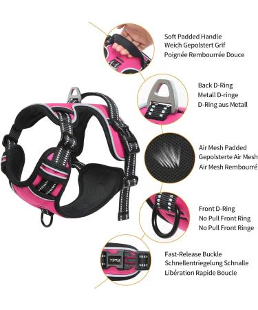 Heele Dog Crockery & No-Pull Harness | Reflective Breathable Padded for Medium Dogs - Rose - Buy Online on GoSupps.com