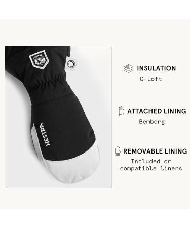 Hestra Heli Leather Ski Gloves - Classic Black Snow Mittens for Skiing Snowboarding & Mountaineering - Size 10 - Buy Online on GoSupps.com