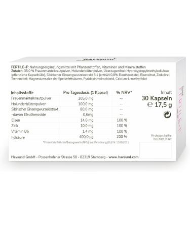 H vsund Fertile+F (30 Capsules) - Vegan Fertility Complex for Women with Thyroid Problems | Desire to Have Children Vitamins with Folic Acid - Buy Online on GoSupps.com