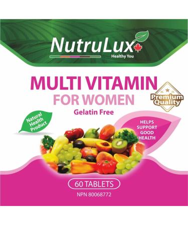 NutruLux Women's Multivitamin - Halal Vegan Gelatin-Free High Vitamin C - Daily Wellness Tablets for Women's Health - Immune Support - Energy Boost - 60 Tablets (Pack of 1) - Buy Online on GoSupps.com