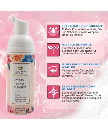  p-beauty Macy Eyelash Shampoo 50ml Gentle oil-free cleanser for extensions & natural lashes Eyelash cleansing foam Deep cleansing Lash Cleanser - Buy Online on GoSupps.com