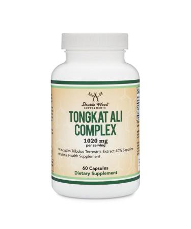 Tongkat Ali Extract 200 to 1 for Men (Longjack) Eurycoma Longifolia 1000mg per Serving 60 Capsules - Men's Health Support with 20mg Tribulus Terrestris (Third Party Tested) by Double Wood 60 Count (Pack of 1)