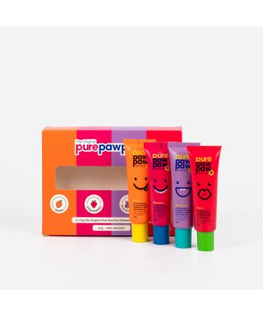 Pure Paw Paw Ointment Pure Paw Paw Original All Purpose Australian Ointment Set Soothes and Soothes All Skin Types and Makeup Strawberry Cherry Mango Blackcurrant Quad Pack 15g