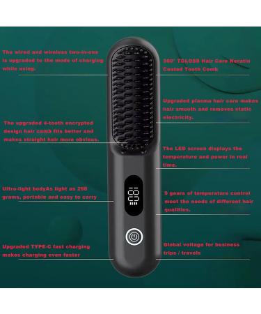 Buy Cordless Hair Straightener Brush Comb PRO | Portable Travel Heat Brush 9600mAh Battery Anti-Scald Black Sd2305-black - Buy Online on GoSupps.com