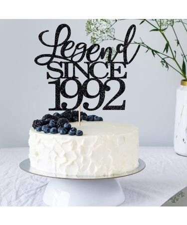 legend since 1992 cake topper 32nd birthday happy birthday cake topper men and women cheer 32 years old handmade black glitter cake decoration - Buy Online on GoSupps.com
