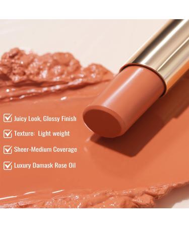 Oulac Moisturising Lipstick Nude Peach - Hydrating Lipstick & Tinted Lip Balm for Dry Lips | Medium Coverage Lip Colour | Juicy Glossy Finish | Vegan & Cruelty-Free | Se orita (05) - Buy Online on GoSupps.com