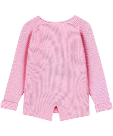 SMILING PINKER Toddler Girls Knit Cardigan | Soft & Warm Sweater with Pockets | 1-2 Years | Bright Pink - Buy Online on GoSupps.com