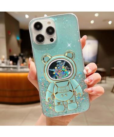 Rnrieyta Magon B r Astronaut Stand Cover for iPhone 15 Plus - Cute Girls Bling Crystal Transparent Bumper Case with Kickstand - Green - Buy Online on GoSupps.com