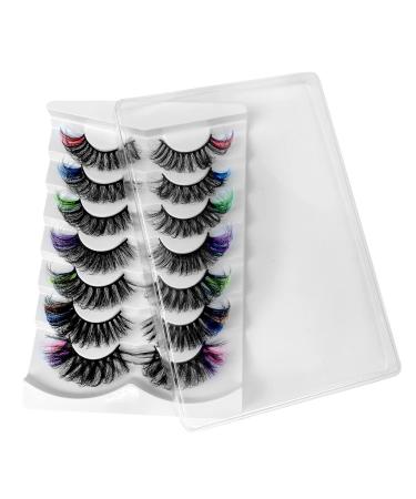 AMSDCN New Mink Lashes Wholesale 7/4 pairs 3D Colored Eyelashes Luxury Dramatic Colorful false lashes (E02)