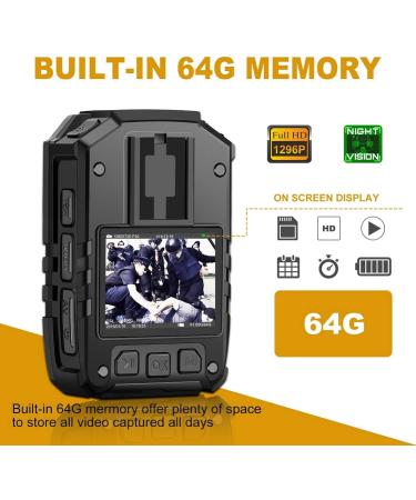 64GB Memory CammPro I826 Police Body Camera | 1296P HD | Waterproof | Night Vision | GPS | Law Enforcement & Security Guard Recorder - Buy Online on GoSupps.com