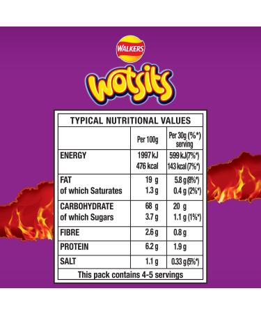 Wotsits Crunchy Extra Flamin' Hot Sharing Bag 130g 130 g (Pack of 1) - Buy Online on GoSupps.com