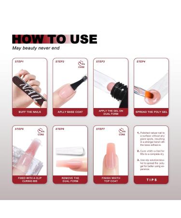 120 Dual Nail Forms Set - Stiletto B-Shaped Polygel Extensions with Nail Clips Gel Brush Picker & Files - Perfect for Professional Nail Art - Buy Online on GoSupps.com