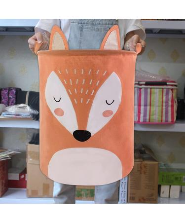 Homele Large Round Storage Basket - Cute Collapsible Laundry Organizer and Toy Bin - Waterproof Nursery Hamper - Fox Design - Buy Online on GoSupps.com