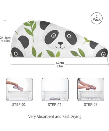 Cute Panda Hair Towel 2 Pack | Super Absorbent Quick Dry Turbans for Women & Girls - Buy Online on GoSupps.com