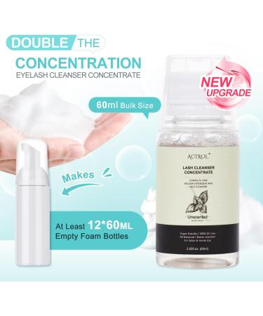 Eyelash Cleanser Concentrate Unscented 60ml Professional Lash Extensions Shampoo Natural Foaming Cleanser DIY Paraben & Sulfate Free Non-lrritating Wash for Extensions Lashes with Salon Home Care-Makes 60ml Bottles Eyelash Shampoo - Buy Online on GoSupps.com