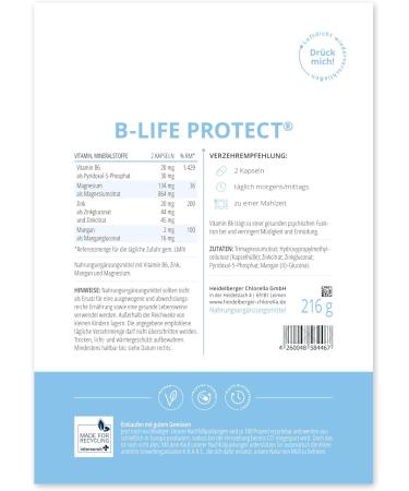 Heidelberger Chlorella-B-Life Protect Capsules | Vegan High Dose with Active Vitamin B6 | 360 Capsules for Optimal Bioavailability | International Shipping - Buy Online on GoSupps.com
