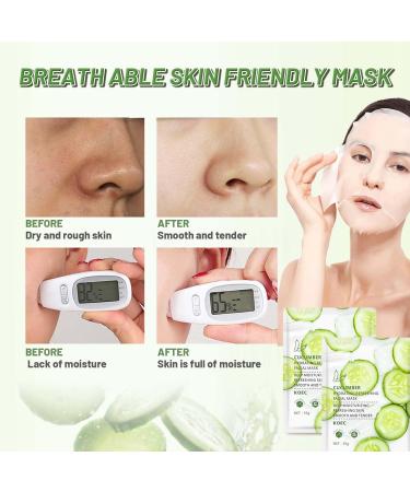 Cucumber Face Mask 5pc Hydrating Face Masks Hyaluronic Acid Anti Aging Soothing Brightening Skin Face Sheet Masks Replenish Moisture Skin Brightening Skin Barrier Repair Moisturising Face Mask Green-Cucumber - Buy Online on GoSupps.com