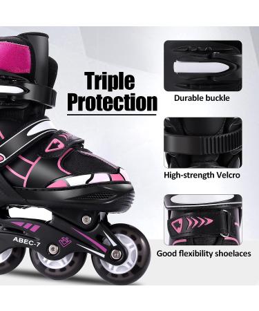 Kids Light Up Inline Skates - Adjustable Christmas Gift for Children in Black & Red - Size Medium (2-5) - Buy Online on GoSupps.com