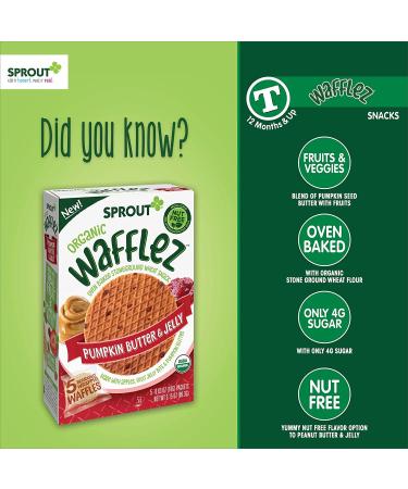 Sprout Organic Wafflez Pumpkin Butter & Jelly - 5 Packets (0.63 oz each) - Healthy Snack - Buy Online on GoSupps.com