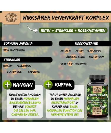 Venenkraft Rutin Steinklee Capsules - Laboratory Tested Vein Complex with Rutin Horse Chestnut Extract & More I 120 pcs | Scheunengut - International Shipping - Buy Online on GoSupps.com