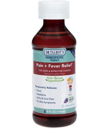 Dr. Talbot's Children's Pain + Fever Relief Liquid Medicine - 4 Fl Oz - Grape Juice Flavor - Includes Syringe - Buy Online on GoSupps.com