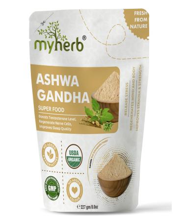 Jwalia Herbals MYHERB 100 Pure Natural Organic Ashwagandha Powder 227 Gm Withania Somnifera Ayurvedic formula Support for stressfree living for men and women 227 g Pack of 1
