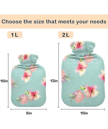 Naanle 2L Hot Water Bottle with Lid - Strawberry Flowers | Heat & Cold Therapy for Back Pain Relief & Warm Hands/Feet - Buy Online on GoSupps.com