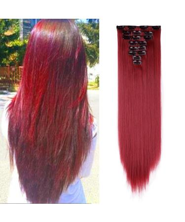 Dark Red 26 Full Head Hair Extensions - 8pcs Clip-in Hairpiece for Women - Buy Online on GoSupps.com