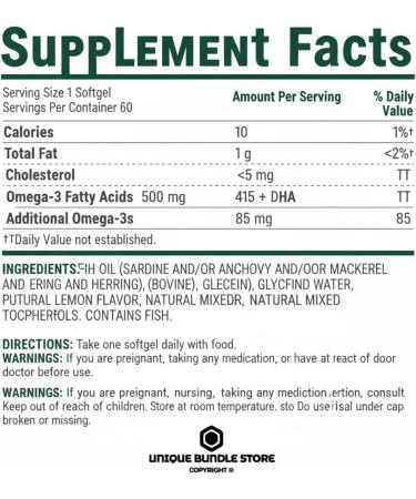 Omega-3 Fish Oil 500mg 60 Softgels Omega 3 Supplement for Men and Women Magnesio DHA EPA Daily Lemon Flavor Softgels Gluten Free (Pack of 2) - Buy Online on GoSupps.com