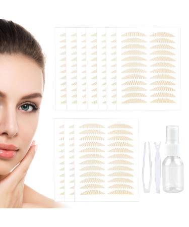 240PCS Eyelid Tape for Hooded Eyes Water Activated Invisible Natural Eyelid Lifter Breathable Double Eyelid Tape Stickers Mesh Eyelid Lift Strips for Droopy Lift Lids Tool Fork Rods Tweezers and Spray