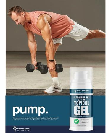 L-Arginine HCL 375mg Gel - Topical Nitric Oxide Support for Circulation & Performance - Advanced High Absorption Transdermal Formula - 375mg L-Arginine HCL per Serving - Buy Online on GoSupps.com