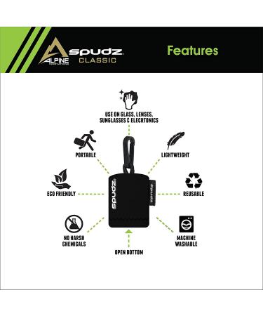 SPUDZ Classic Microfiber Cloth Screen & Lens Cleaner- Open Bottom, Black 6x6 - Buy Online on GoSupps.com