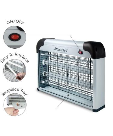 ASPECTEK Bug Zapper Powerful 20W Electronic Insect Indoor Zapper Fly Zapper-Indoor and Outdoor Use Including 2 Pack Replacement Bulbs - Buy Online on GoSupps.com