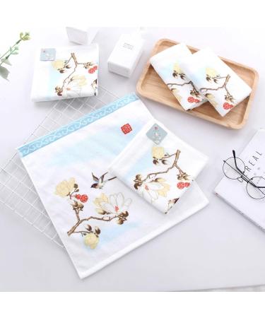 Kissvian 2-Pack Pure Cotton Square Face Towel Hand Towels Chinese Style Imperial Garden Pattern Ultra Soft Washcloths for Bathroom - Buy Online on GoSupps.com
