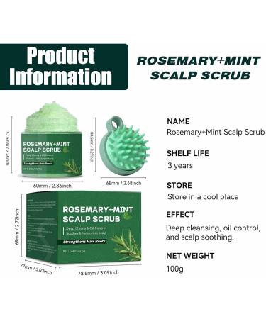 Rosemary Scalp Scrub with Mint Oil Hair Scrub for the Scalp Nourishing Scalp Exfoliator with Scalp Massager Refreshing Dandruff/Build-Up Gentle Exfoliating Scalp Treatmen for All Hair - Buy Online on GoSupps.com