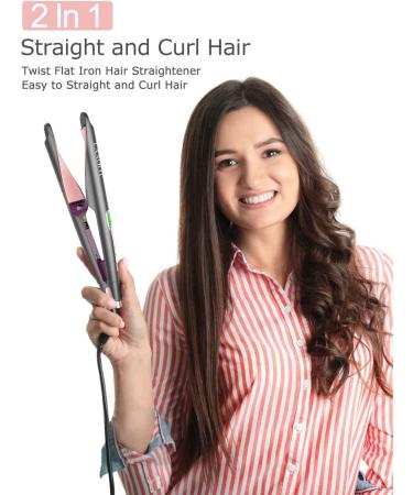 LANDOT 2-in-1 Hair Straightener and Curler - Professional Negative Ion Flat Iron - Adjustable Temp - Instant Heating - Dual Voltage - Black - Buy Online on GoSupps.com