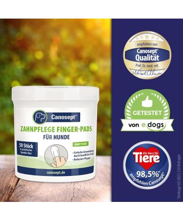 Canosept Dental Care Finger Pads for Dogs - 150 Peppermint Tartar Remover Pads - Fresh Breath & Dental Health - 3 x 50 Pieces - Buy Online on GoSupps.com
