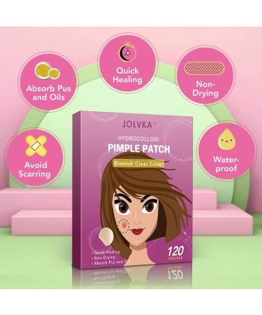 JOLVKA Acne Pimple Patch - 120 Hydrocolloid Plasters for Acne & Pimples - Effective Spot Treatment - Buy Online on GoSupps.com
