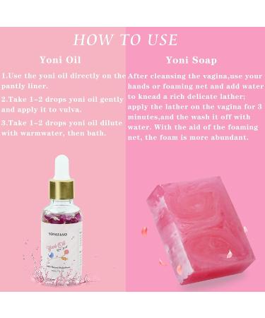 Yoni Wash, Essential Oil & Soap Set for Women - Moisturizing pH Balance, Remove Odor, Feminine Hygiene - Rose Scented - 5.29oz Soap Bar, 2*30ml Oil, 6.7 fl.oz Wash - Buy Online on GoSupps.com