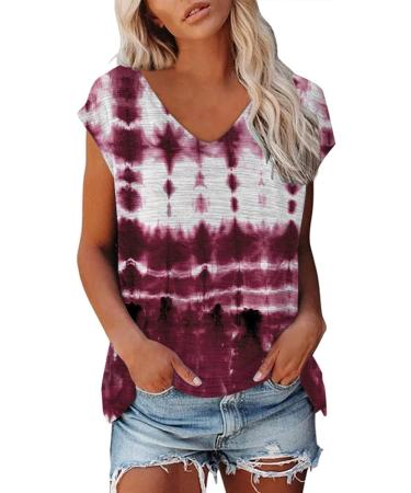 Short Sleeve T Shirts Clothing Woman T-Shirt Casual Black Clothing Top Women's Floral Pattern for Women Crop Tops Shirt Shirts Top Women's Summer Tank Top 4-wine XXL - Buy Online on GoSupps.com