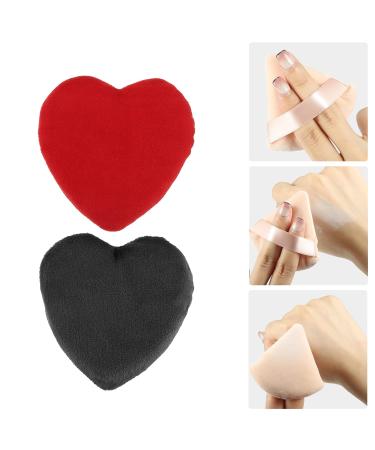 VOCOSTE 4 Pcs Loose Powder Puff - Soft Heart Shape Makeup Tool for Flawless Face - Short Plush Blender in Black & Red - Buy Online on GoSupps.com