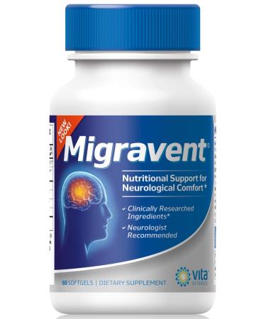 Migraine Relief Clinics Recommend Migravent as #1 Supplement to Support Optimal Cranial Comfort, Health and Defense Riboflavin Vitamin B2, Magnesium, Proprietary Blend, Coenzyme Q10, PA-Free Butterbur Vita Sciences